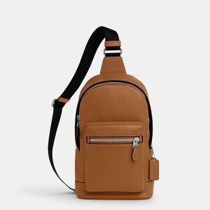 Coach Leather West Pack Sling Bag In Light Saddle